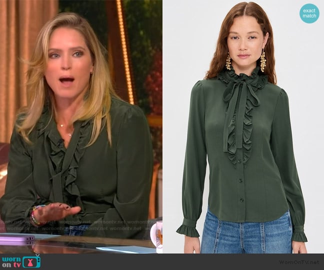 Ulla Johnson Catroux Silk Long Sleeve Button Front Blouse worn by Sara Haines on The View