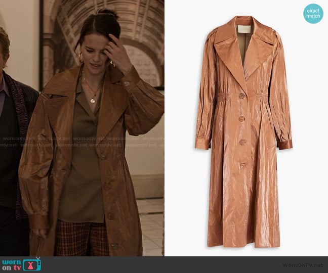 Ulla Johnson Ettienne Coated Twill Raincoat worn by Mabel Mora (Selena Gomez) on Only Murders in the Building