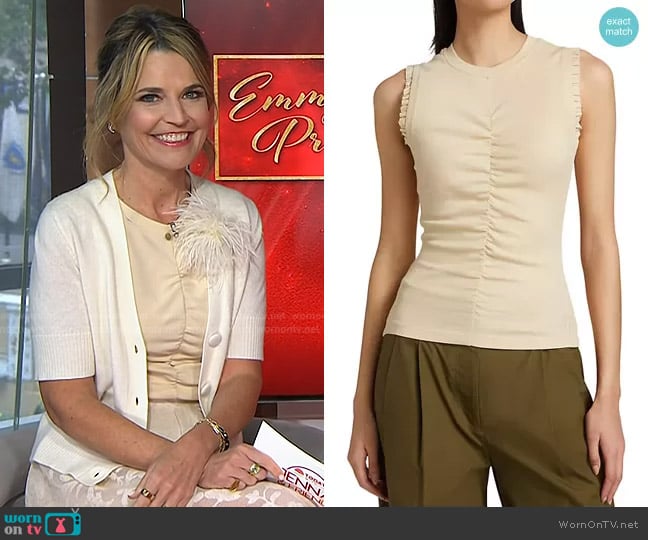 Ulla Johnson Kyla Top in Driftwood worn by Savannah Guthrie on Today