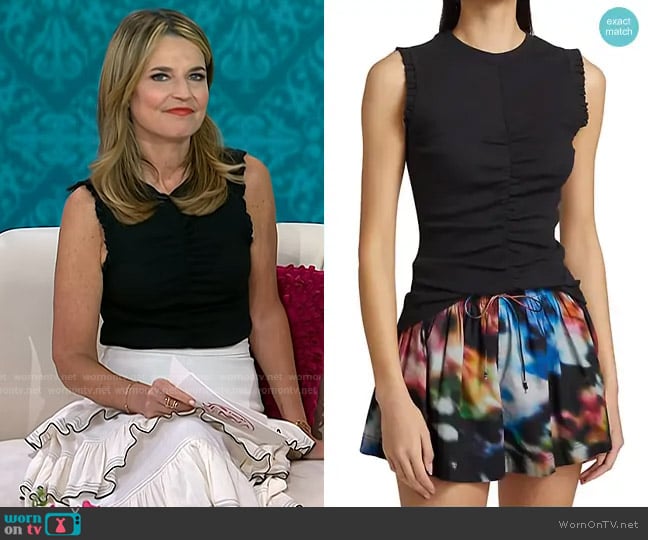 Ulla Johnson Kyla Top in Noir worn by Savannah Guthrie on Today