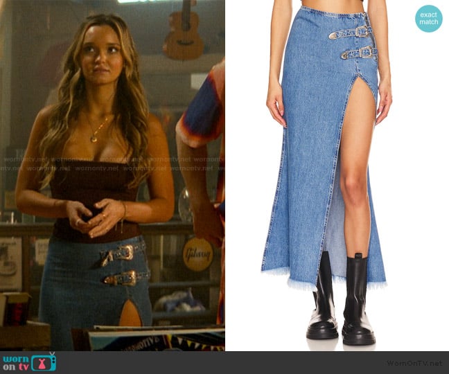 Understated Leather Western Maxi Skirt worn by Sophia Kinney (Lilah Pate) on The Runarounds