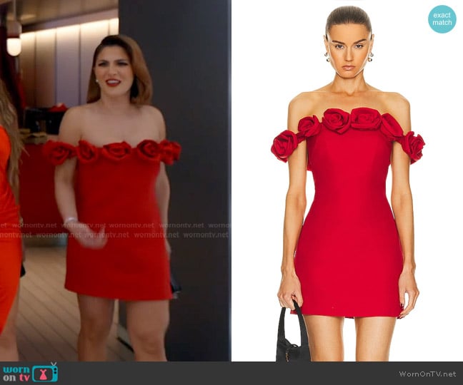 Valentino Strapless Mini Dress in rosso worn by Stephanie Shojaee (Stephanie Shojaee) on The Real Housewives of Miami