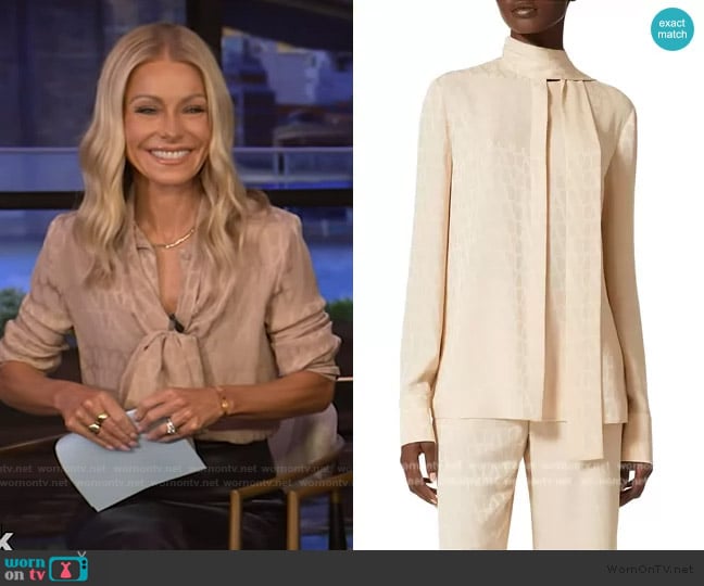 Valentino Toile Iconographe Silk Jacquard Blouse worn by Kelly Ripa on Live with Kelly and Mark