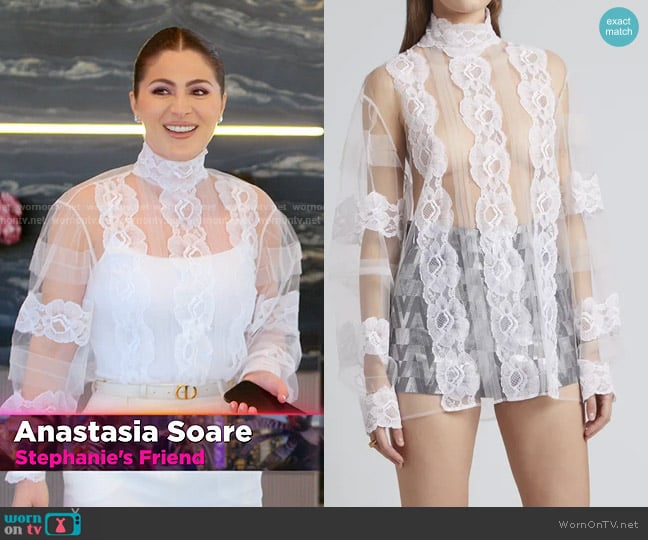 Valentino Tulle illusion and Lace Top worn by Stephanie Shojaee (Stephanie Shojaee) on The Real Housewives of Miami