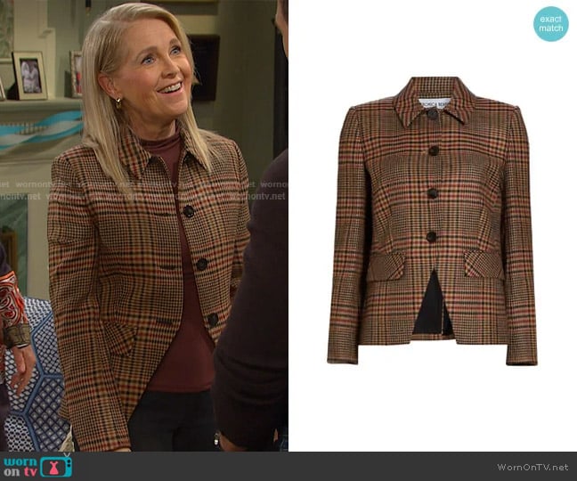 Veronica Beard Aire Dickey Jacket in Camel Black worn by Jennifer Horton (Melissa Reeves) on Days of our Lives