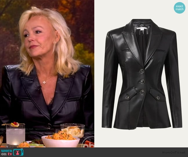 Veronica Beard Anoki Leather Dickey Jacket worn by Tammy Bradshaw on The View
