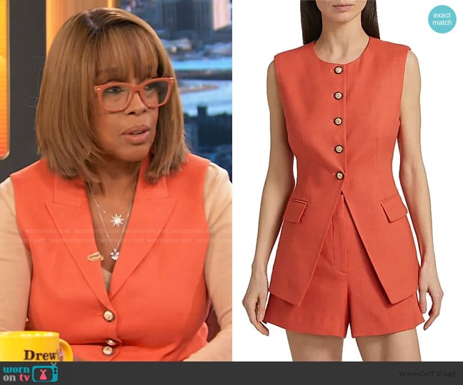 Veronica Beard Benny Linen Vest worn by Gayle King on The Drew Barrymore Show