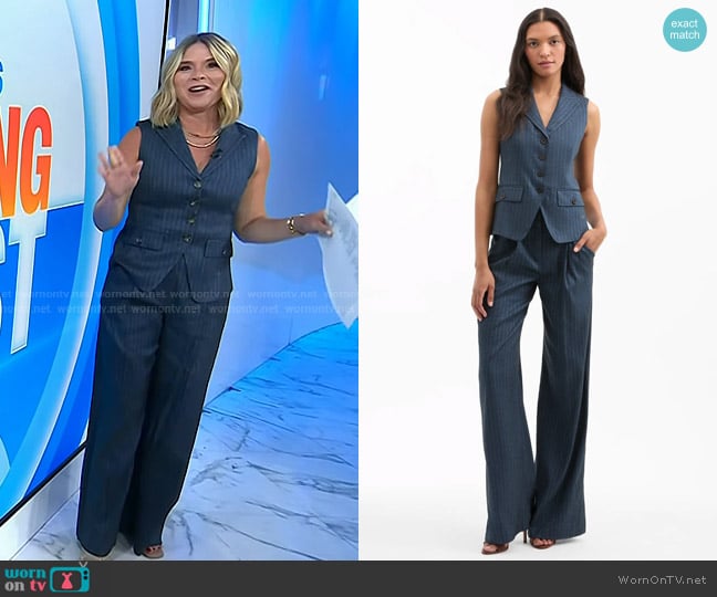 Veronica Beard Benny Pinstripe Vest and Rimini Pant worn by Jenna Bush Hager on Today