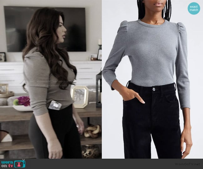 Veronica Beard Britney Rib Top worn by Emily Simpson on The Real Housewives of Orange County