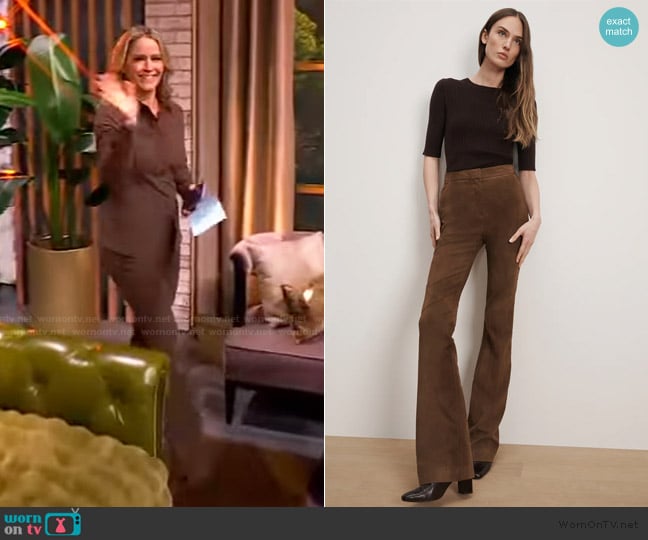 Veronica Beard Gracie Suede Flare Pant worn by Sara Haines on The View