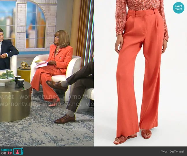 Veronica Beard Heyser Wide-Leg Pant in Persimmon worn by Gayle King on CBS Mornings