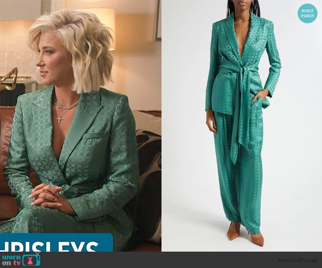 Veronica Beard Issel Chain Print Tie Waist Jacket worn by Savannah Chrisley on Access Hollywood