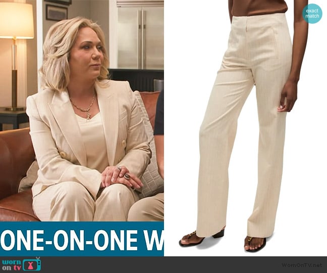 Veronica Beard Jude Stripe Cotton Blend Pants worn by Julie Chrisley on Access Hollywood