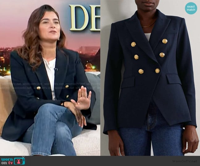 Cote de Pablo’s navy blazer on Access Hollywood