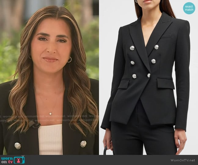 Veronica Beard Miller Dickey Jacket in Black with Silver Buttons worn by Camila Bernal on NBC News Daily
