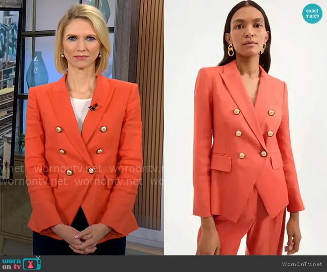 Veronica Beard Miller Jacket in Persimmon worn by Anna Schechter on CBS Mornings