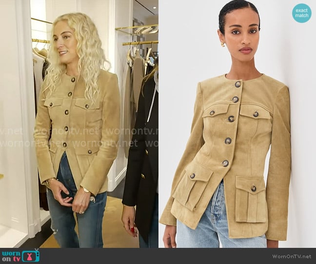 Veronica Beard Orrin Leather Cargo Jacket worn by Veronica Swanson Beard on CBS Mornings
