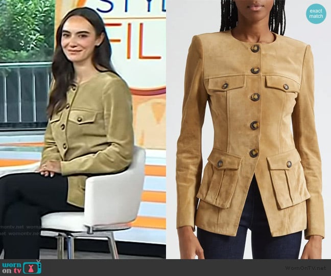 Veronica Beard Orrin Suede Cargo Jacket worn by Oliva Perez on Today