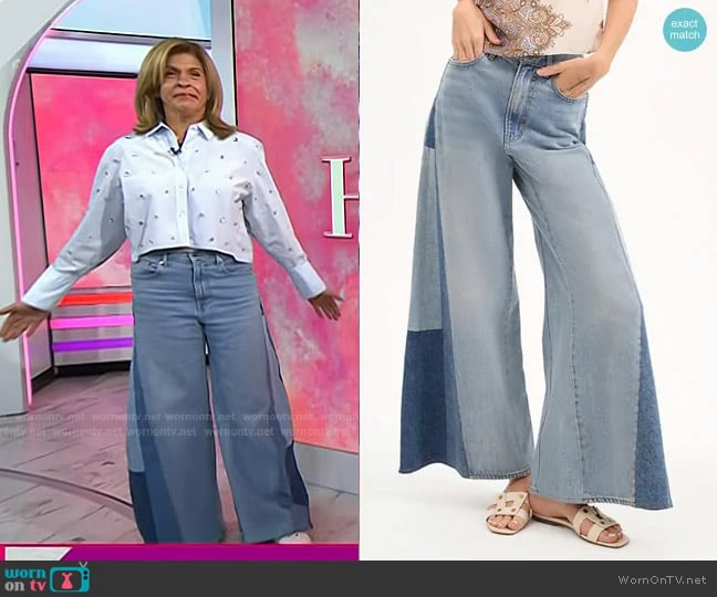 Veronica Beard Vicki Patchwork Wide-Leg Jeans worn by Hoda Kotb on Today