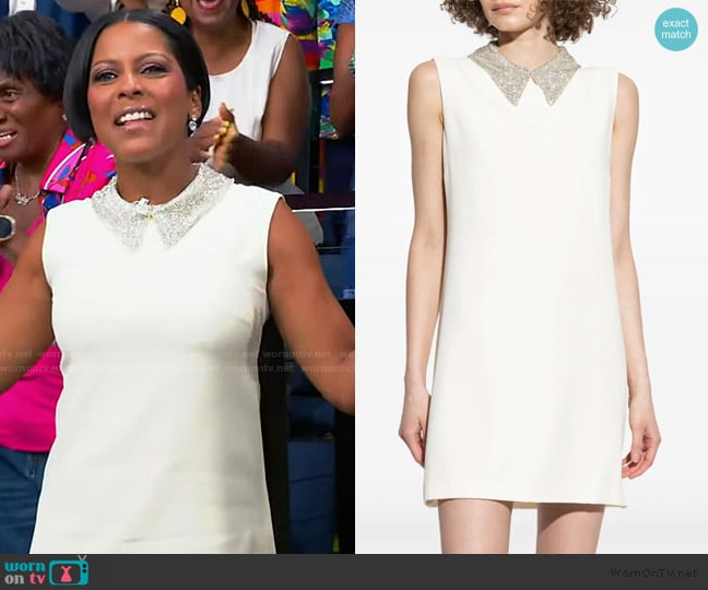 Versace Enver Embellished Satin Minidress worn by Tamron Hall on Tamron Hall Show