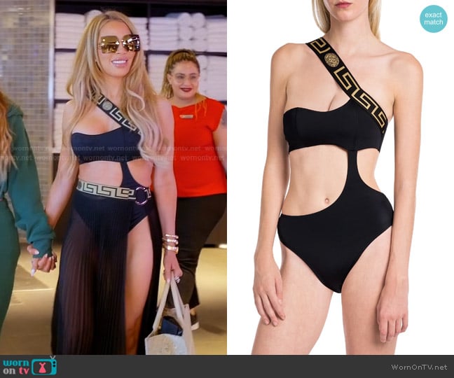 Versace Greca Cutout Swimsuit worn by Lisa Hochstein (Lisa Hochstein) on The Real Housewives of Miami