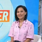 Vicky’s pink embellished short sleeve shirt on Today