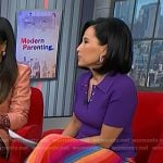 Vicky’s purple polo and multicolor stripe skirt on NBC News Daily