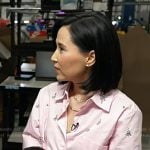 Vicky’s pink embellished short sleeve shirt on Today