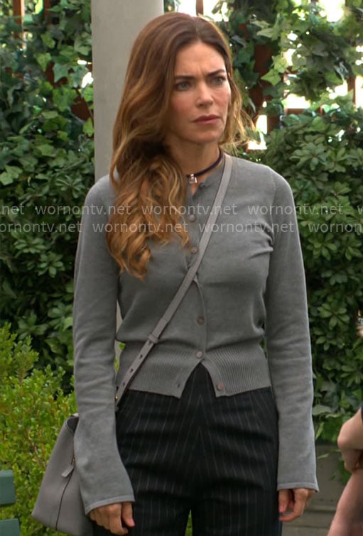 Victoria's grey cardigan on The Young and the Restless