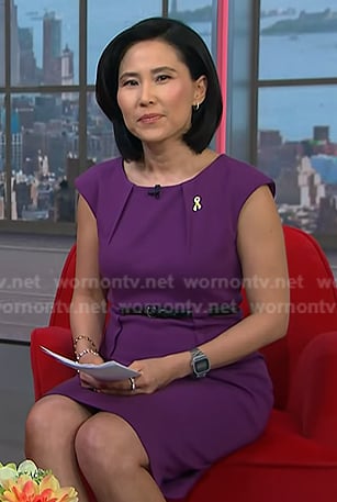 Vikcy's purple belted sheath dress on NBC News Daily