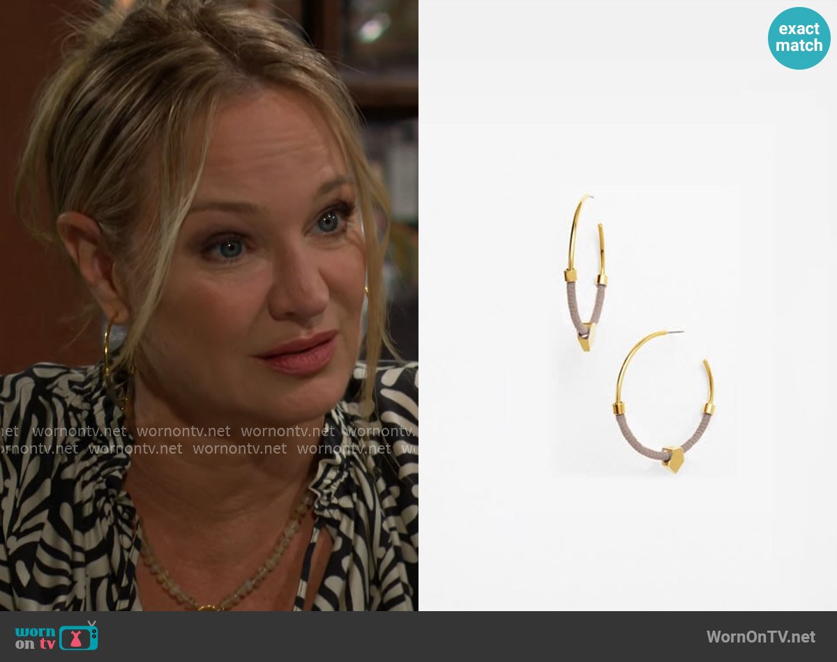 Vince Camuto Summer Warrior Hoop Earrings worn by Sharon Newman (Sharon Case) on The Young and the Restless