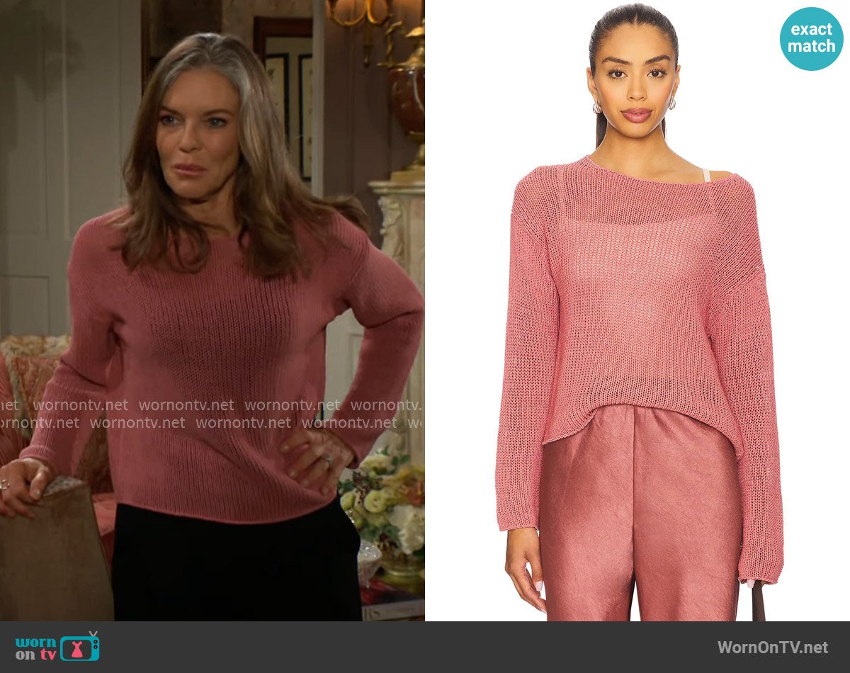 Vince Coated Cotton Pullover in Peony Wood worn by Diane Jenkins (Susan Walters) on The Young and the Restless