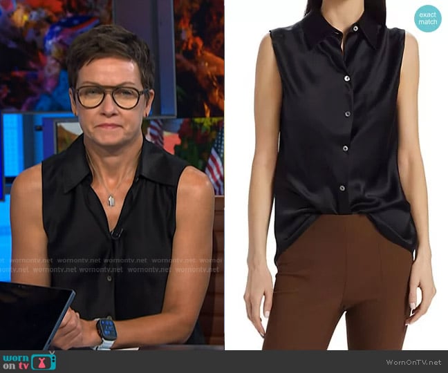Vince Silk Bias-Cut Sleeveless Shirt worn by Stephanie Gosk on NBC News Daily