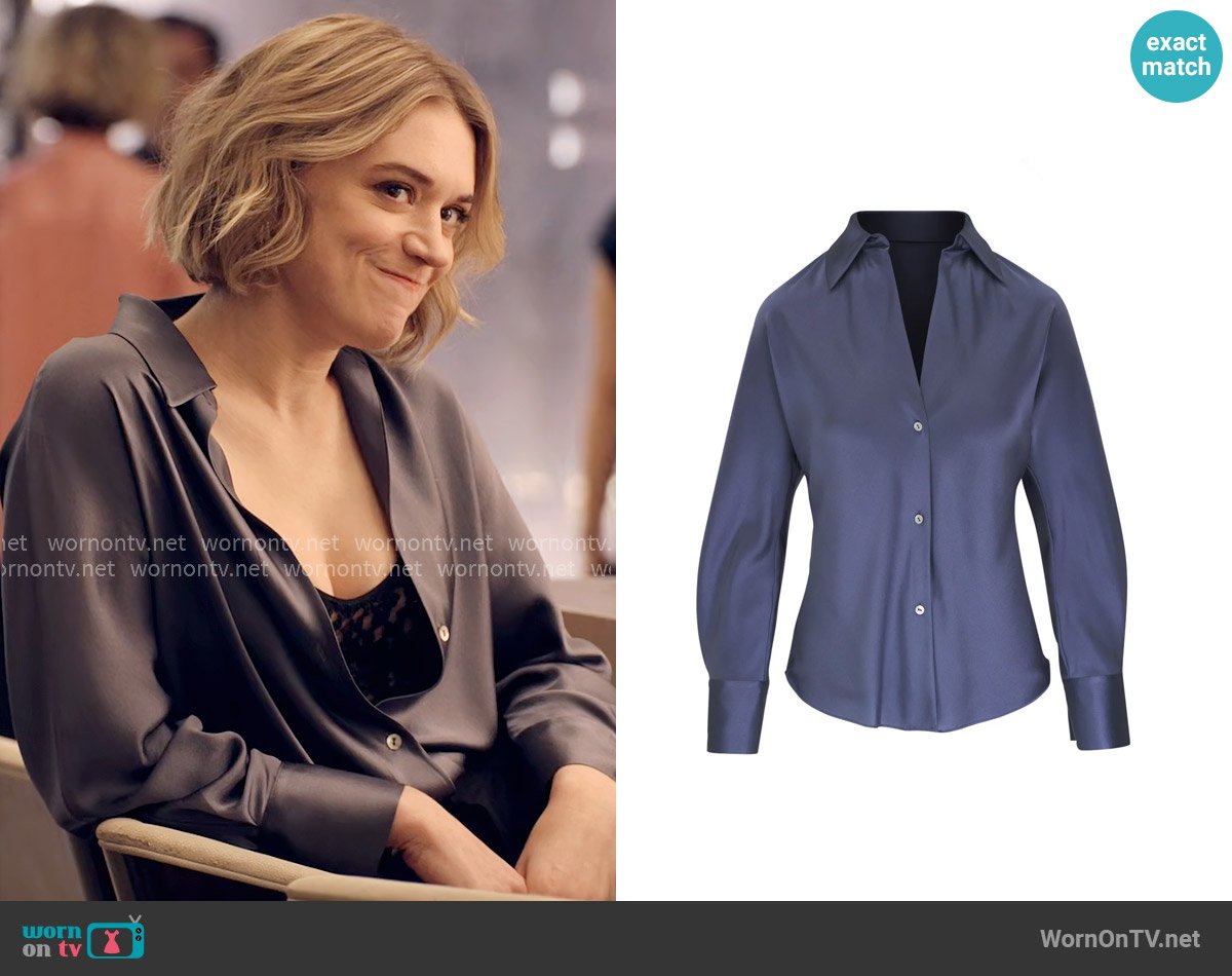 Vince Silk Shirt worn by Mare Pritti (Chelsea Frei) on The Paper
