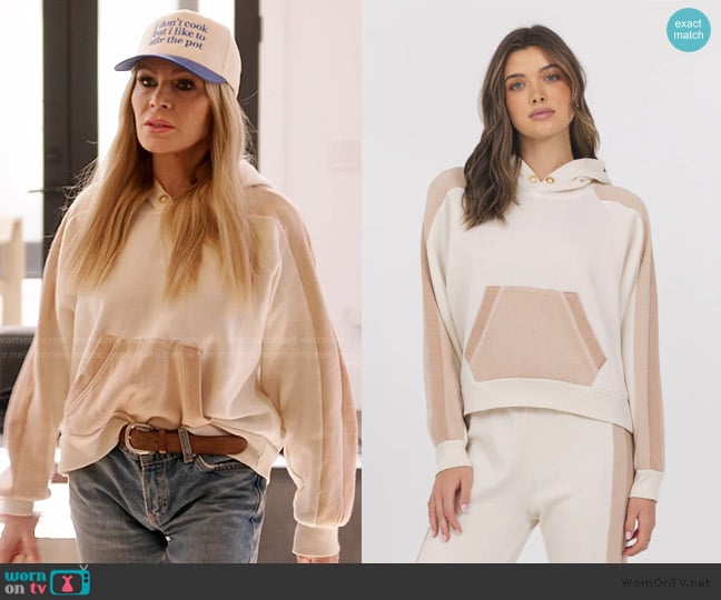 Vintage Havana Color Block Burn Out Fleece Hoodie worn by Tamra Judge on The Real Housewives of Orange County