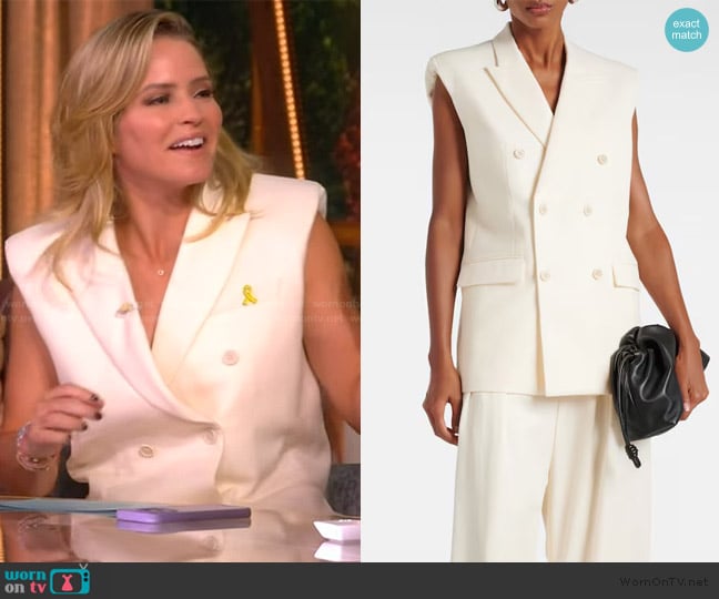 Wardrobe NYC Double-breasted wool vest worn by Sara Haines on The View