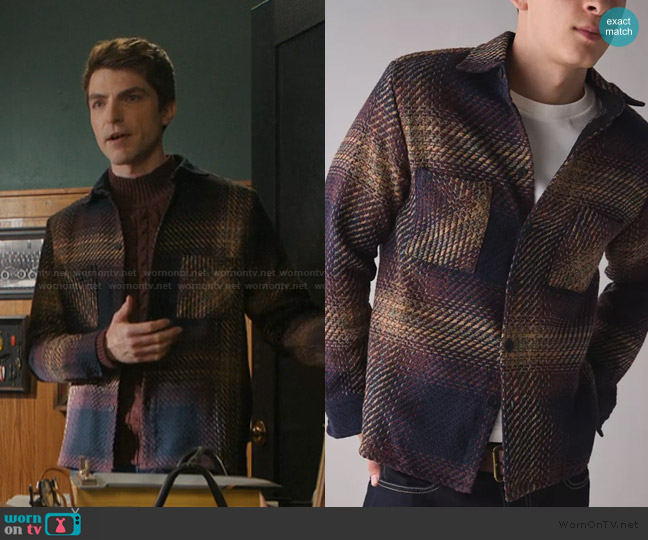 Wax London Windowpane check overshirt worn by Will (Johnny Link) on My Life with the Walter Boys