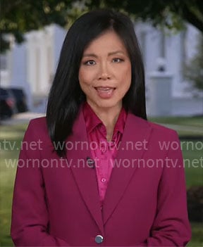 Weijia Jiang’s magenta blazer on CBS Mornings