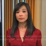 Weijia Jiang’s red blouse with pockets on CBS Mornings