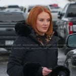 Whitney’s black fur trim jacket on The Real Housewives of Salt Lake City