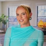 Whitney’s blue mesh confessional dress on The Real Housewives of Salt Lake City