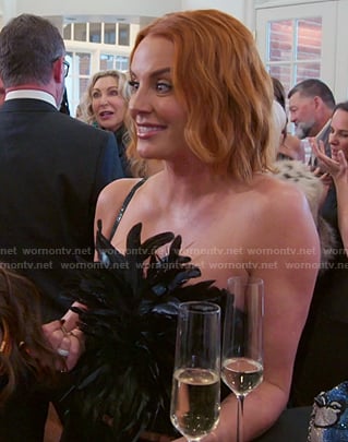 Whitney’s black feather strapless top on The Real Housewives of Salt Lake City