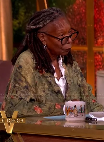 Whoopi's green floral print shirtdress on The View