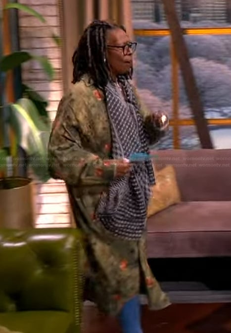 Whoopi's green floral print shirtdress on The View