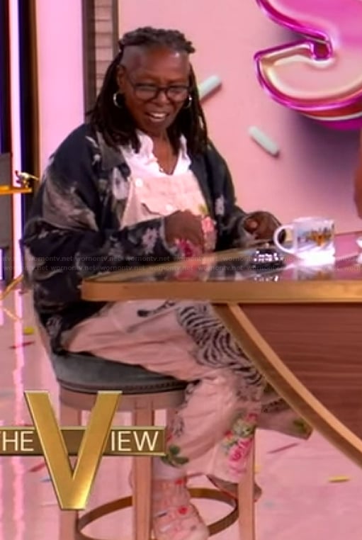 Whoopi’s printed overalls and top on The View
