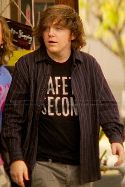 Wyatt’s black safety second tee on The Runarounds