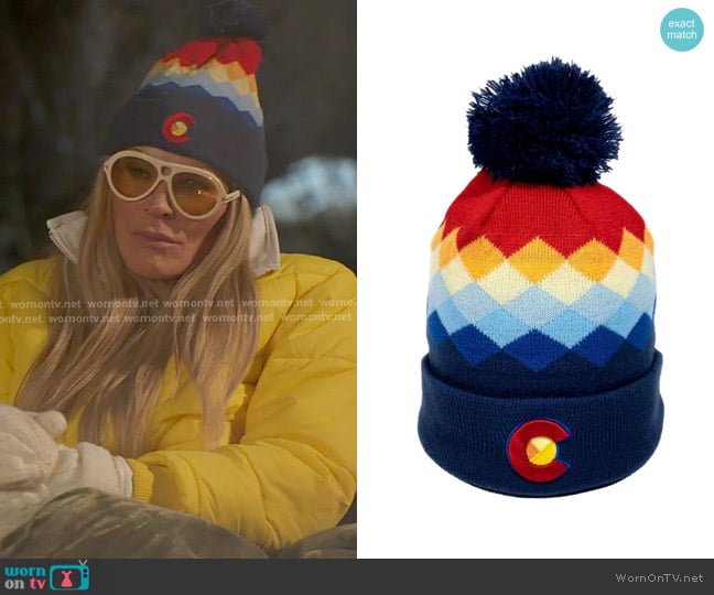 YoColorado Argyle Colorado Pom Pom Beanie worn by Heather Gay on The Real Housewives of Salt Lake City