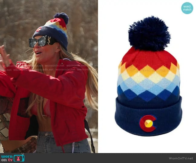 YoColorado Argyle Colorado Pom Pom Beanie worn by Heather Gay on The Real Housewives of Salt Lake City