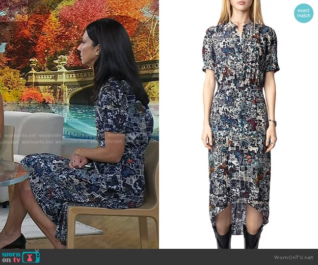 Zadig & Voltaire Rimaz Soft Butterfly Print Dress in Encre worn by Dr. Natalie Azar on Today
