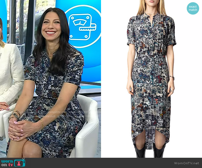 Zadig & Voltaire Rimaz Soft Butterfly Print Dress in Encre worn by Dr. Natalie Azar on Today
